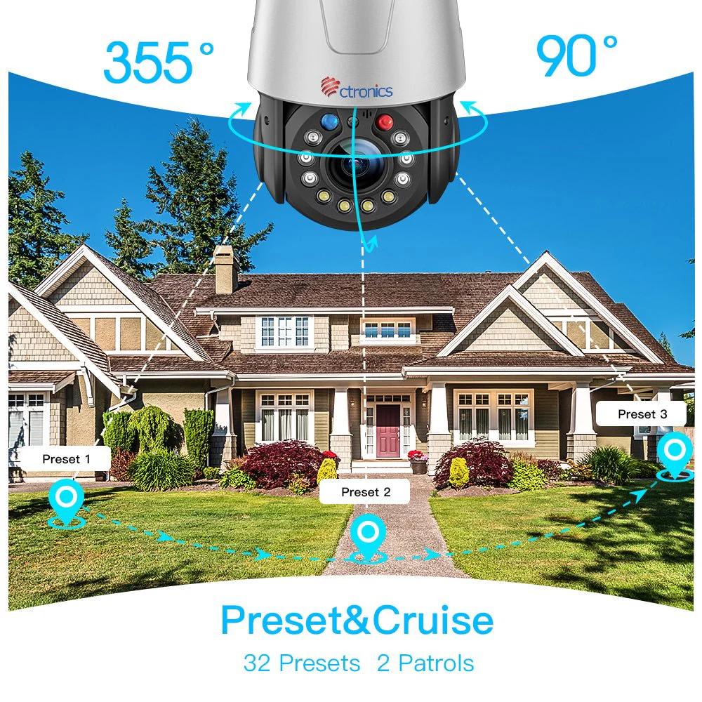 Ctronics 30X Optischer Zoom Überwachungskamera Aussen & 5MP PTZ WLAN Dome IP Kamera Outdoor (SAVE €100.00)