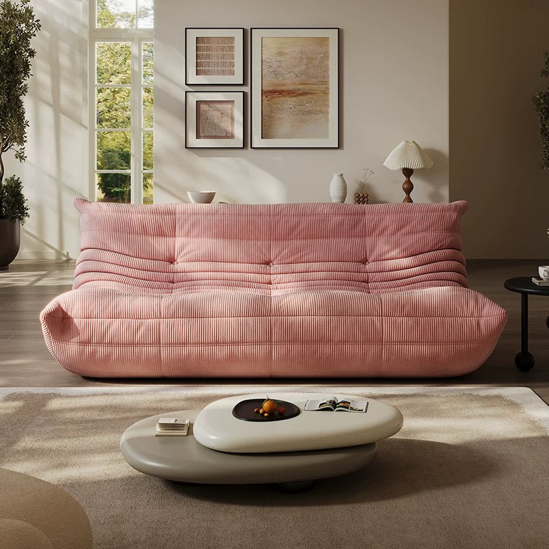 Motivo Decor: Pink Corduroy Bliss: Luxurious 3-Seater Togo Sofa for Your Dream Living (SAVE $800)