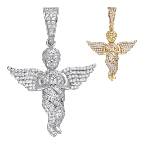 Harlembling: MOISSANITE Hip Hop Praying Baby Guardian Angel Pendant (SAVE $124)