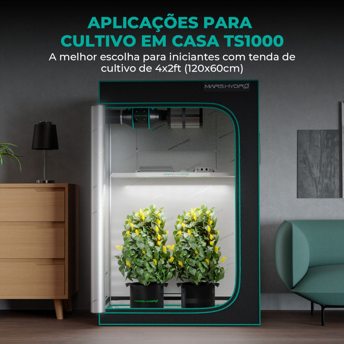 Mars Hydro TSL2000 de 300W Luz de cultivo LED + Combo de tenda de cultivo de 120x60x180cm (SAVE $1318)