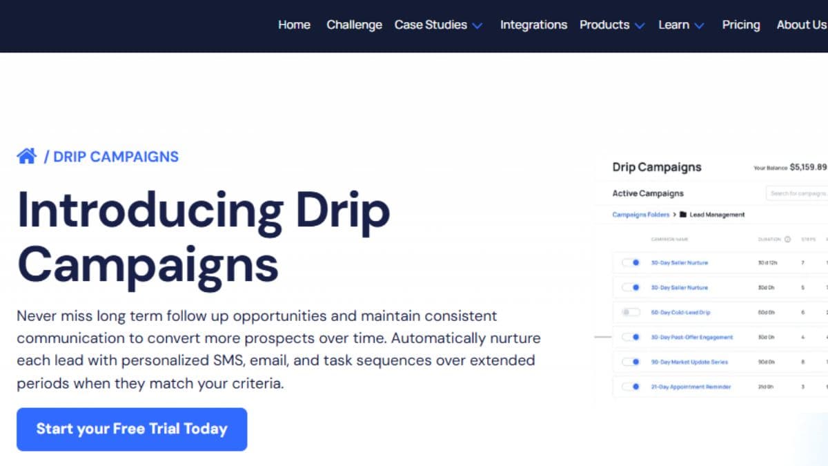 DataSift drip campaigns SMS email task sequences long term follow up