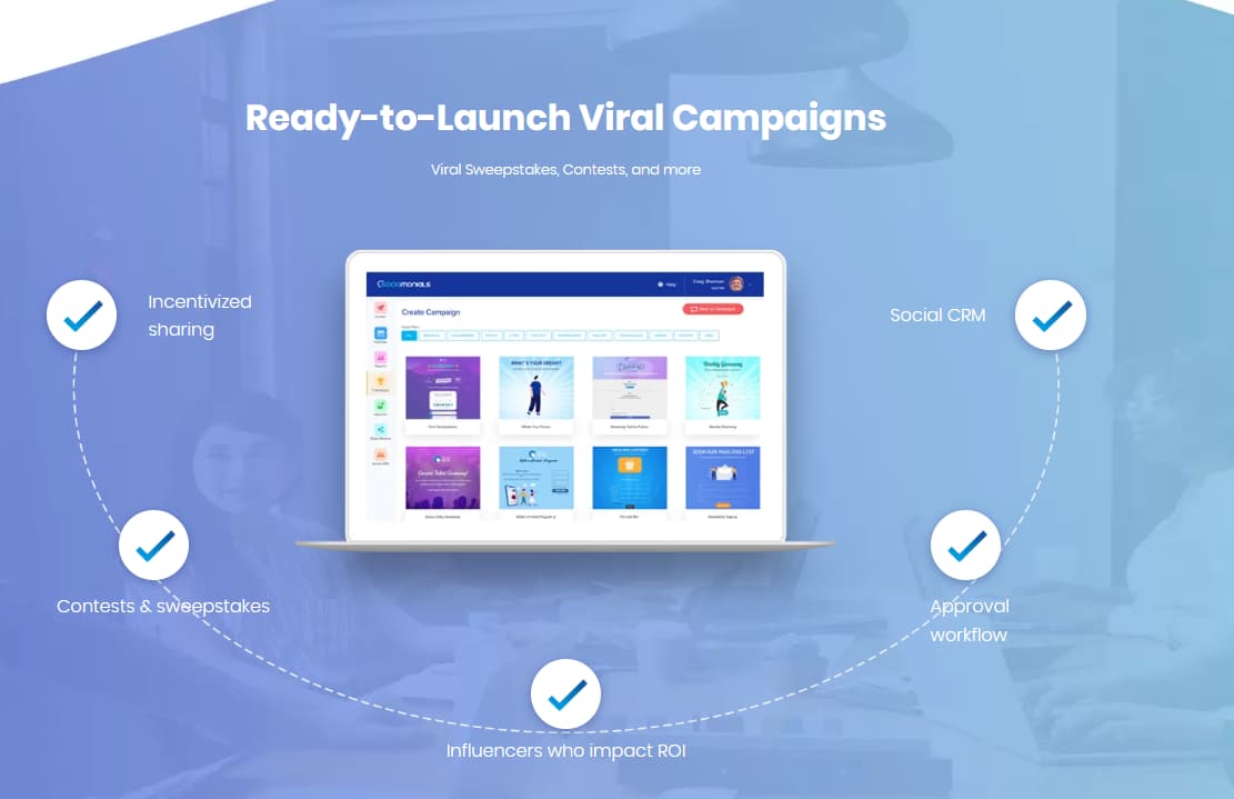Sociamonials dashboard showing campaigns UGC social scheduling and analytics workflow