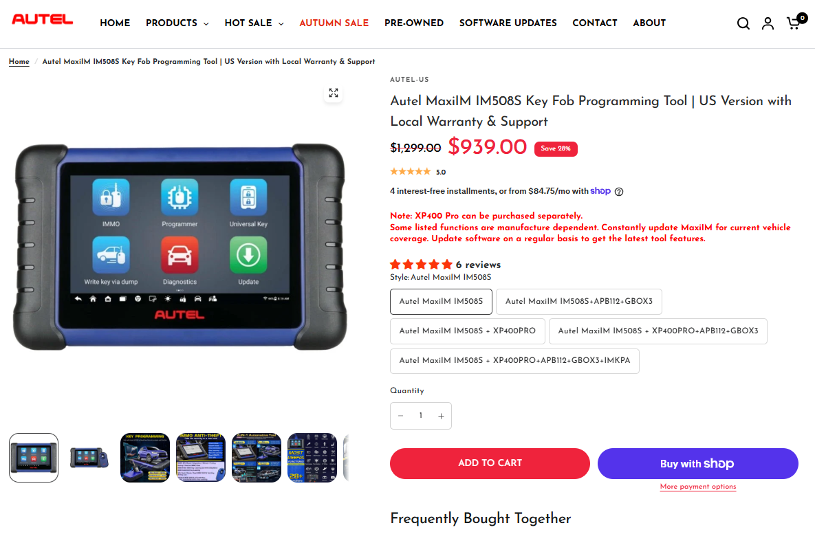 Autel MaxiIM IM508S Key Fob Programming Tool