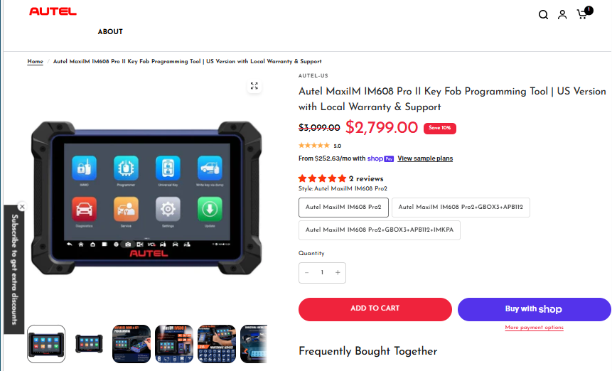 Autel MaxiIM IM608 Pro II key programmer sale price: $3,099 reduced to $2,799