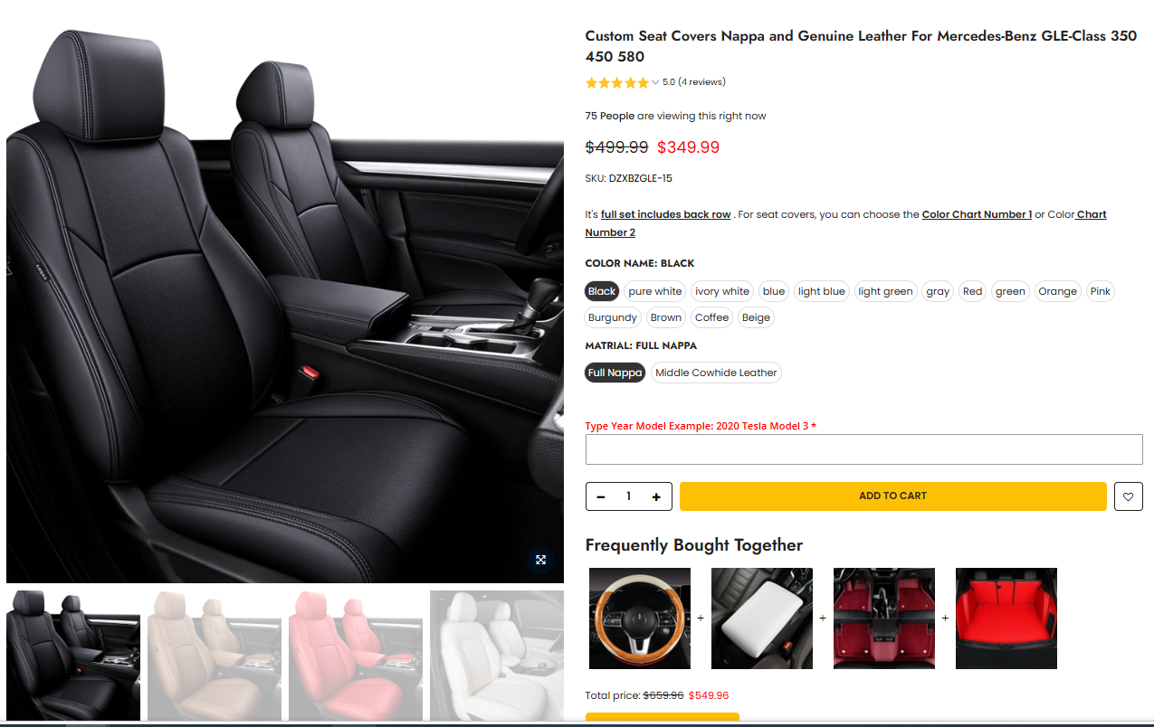 Custom Seat Covers Nappa and Genuine Leather For Mercedes-Benz GLE-Class 350 450 580