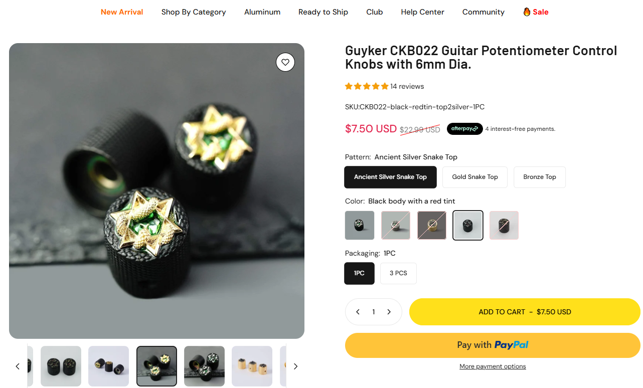 Guyker CKB022 Guitar Potentiometer Control Knobs