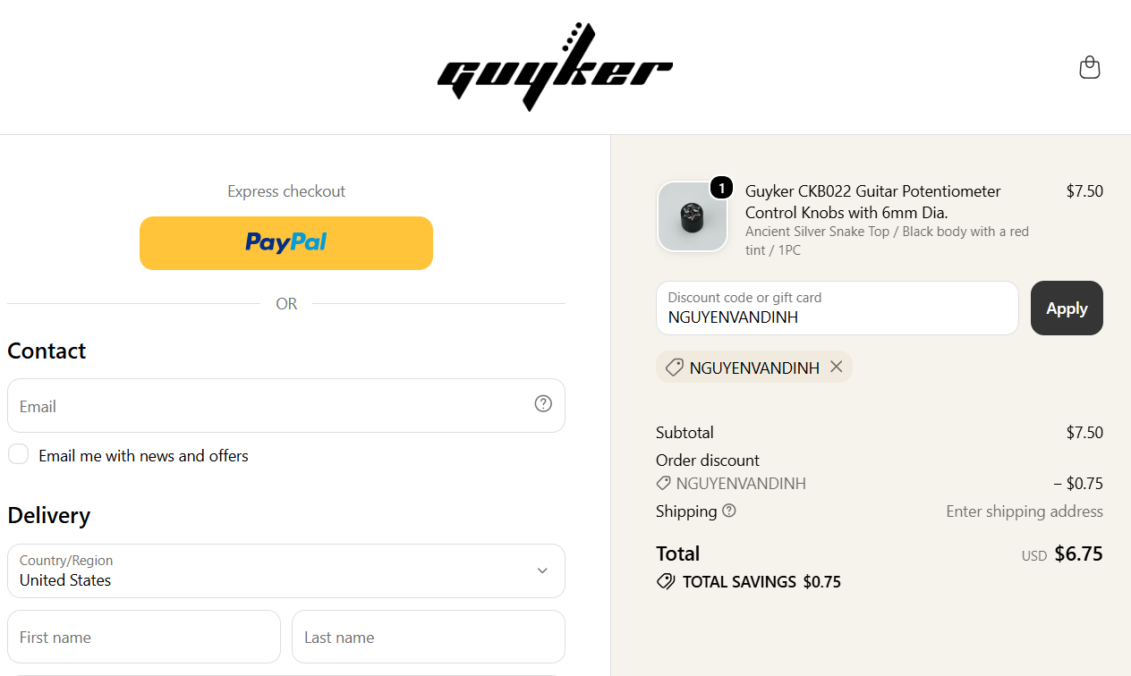 code NGUYENVANDINH  10% off