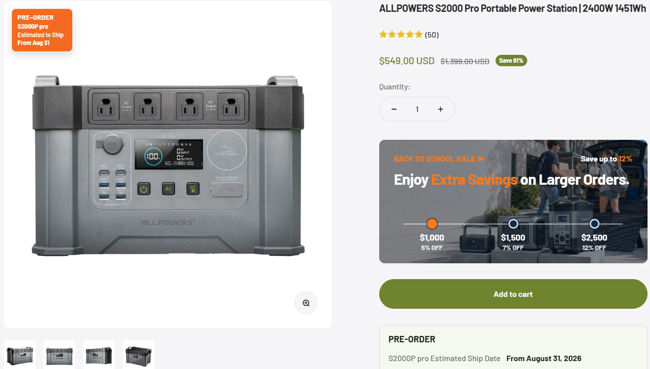 ALLPOWERS S2000 Pro Portable Power Station