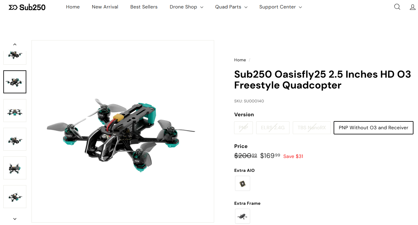 SUB250 lightweight FPV drone