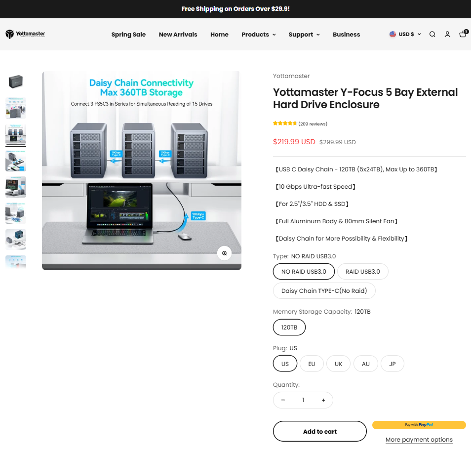 Yottamaster Y-Focus 5 Bay External Hard Drive Enclosure