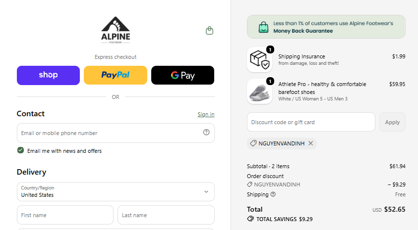NGUYENVANDINH Athlete Pro checkout proof