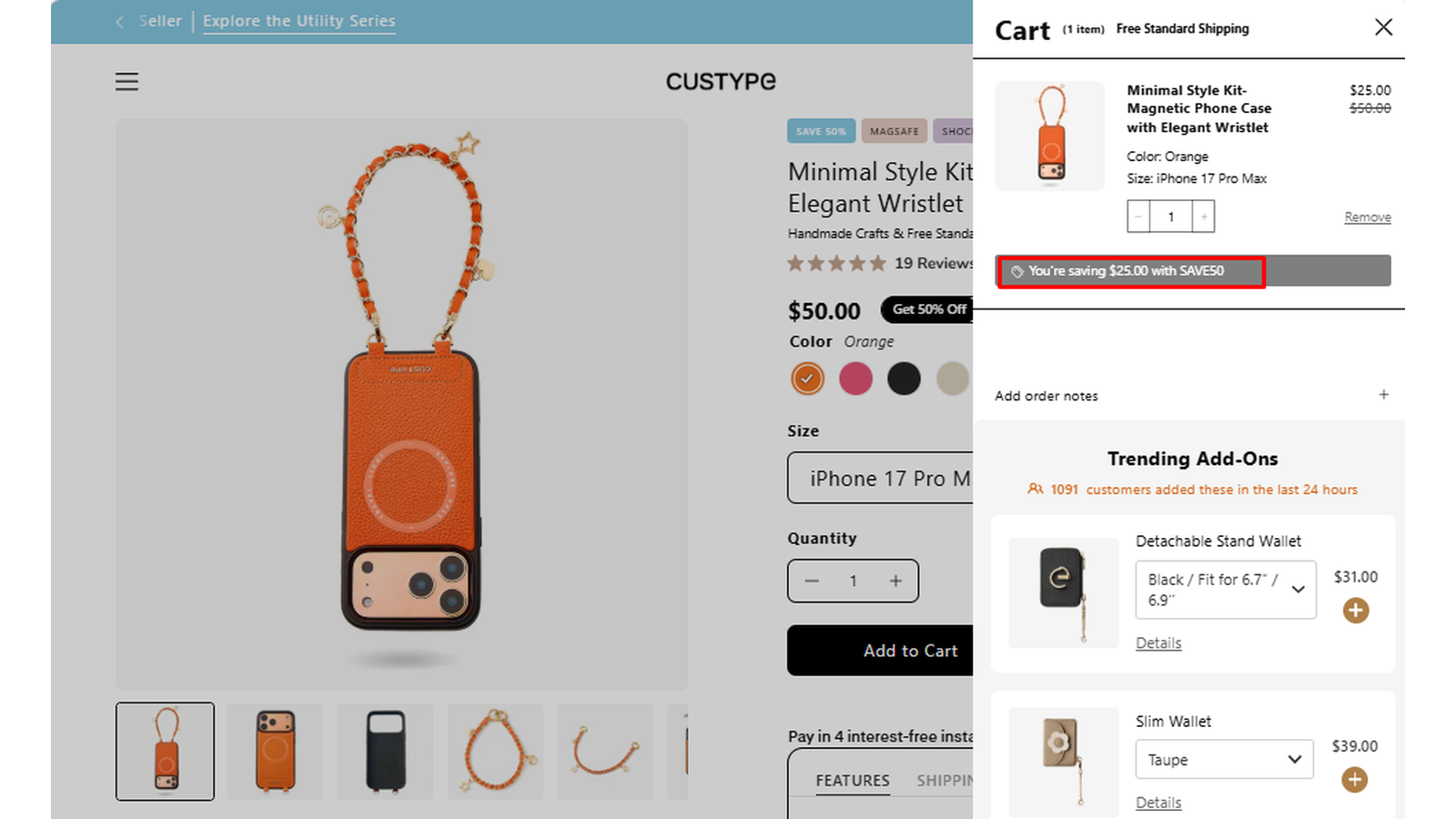 Custype Minimal Style Kit Magnetic Phone Case with Elegant Wristlet deal proof