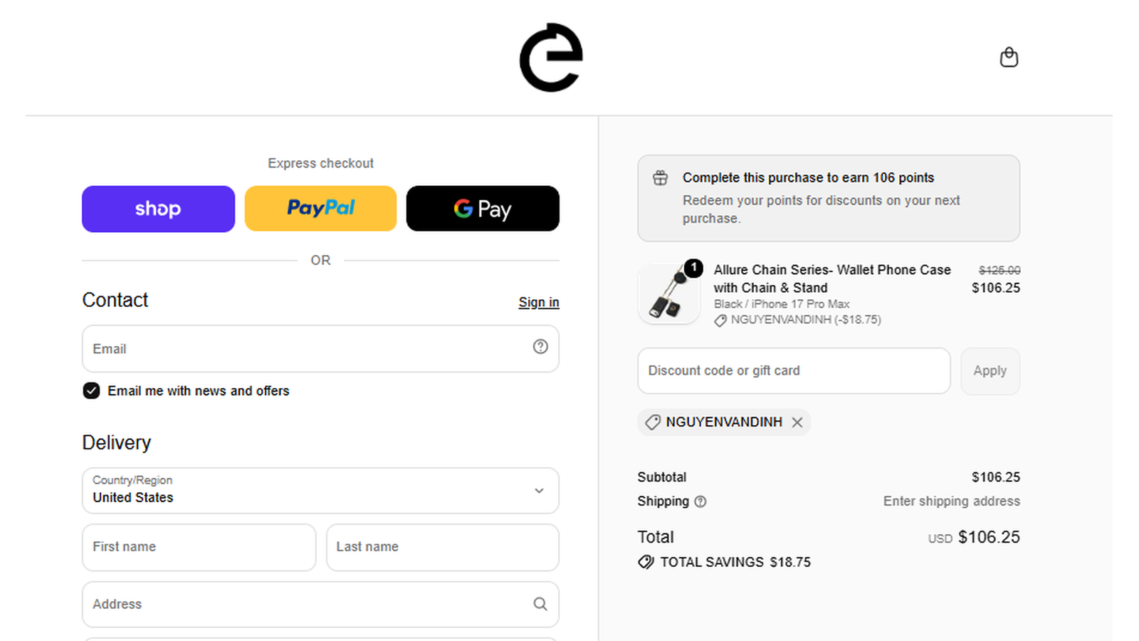 Custype NGUYENVANDINH checkout proof showing 15 percent off