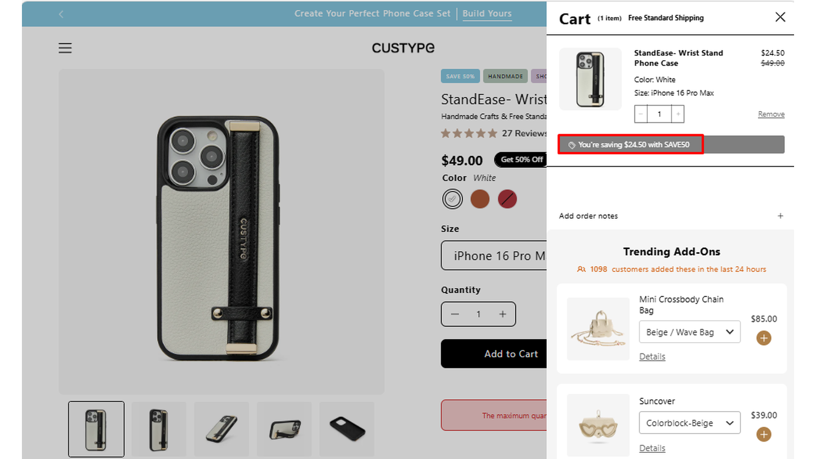 Custype StandEase Wrist Stand Phone Case deal proof