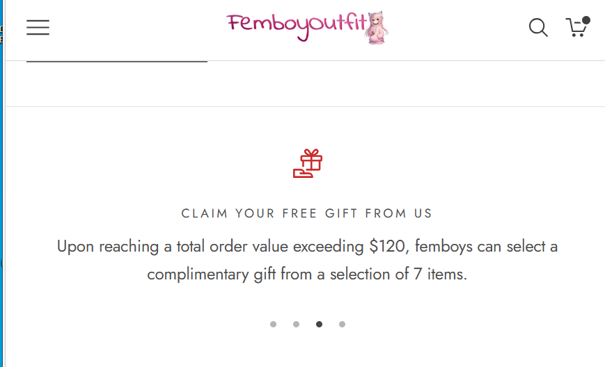 Femboyoutfit free gift offer on orders over 120 dollars
