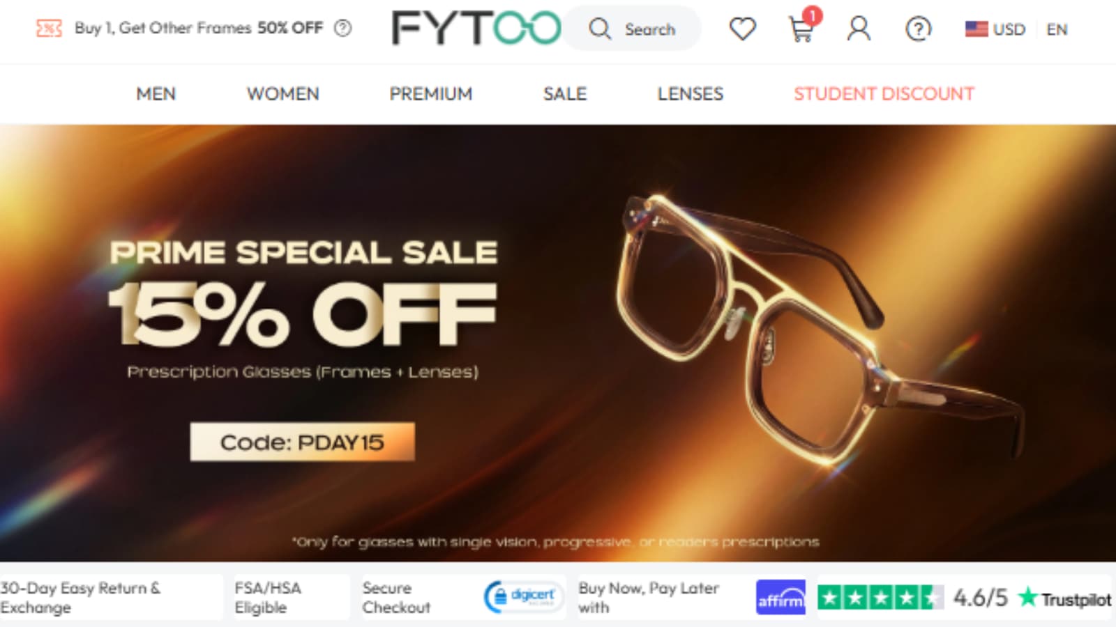 Fytoo Coupon Code 2026 quick verdict for PDAY15, Flash Sale up to 96% off, and BOGO 50% glasses deals