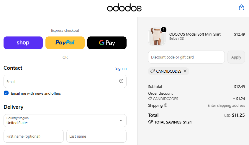 candidcodes checkout proof for ODODOS Modal Soft Mini Skirt