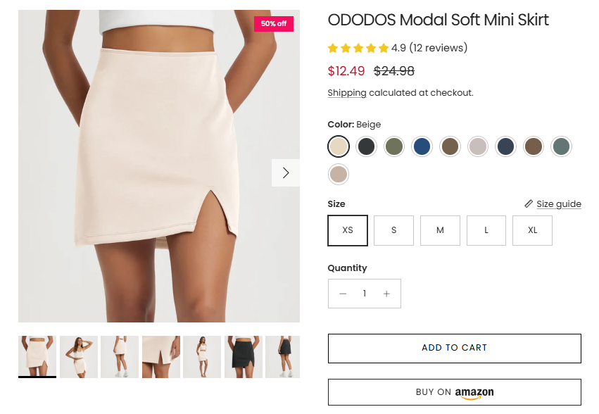 ODODOS Modal Soft Mini Skirt showing 50 percent off sale price