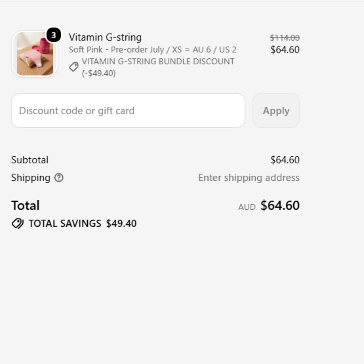 Purty Body Vitamin G-string 2 Pack + 1 Free Save $49.40 deal image