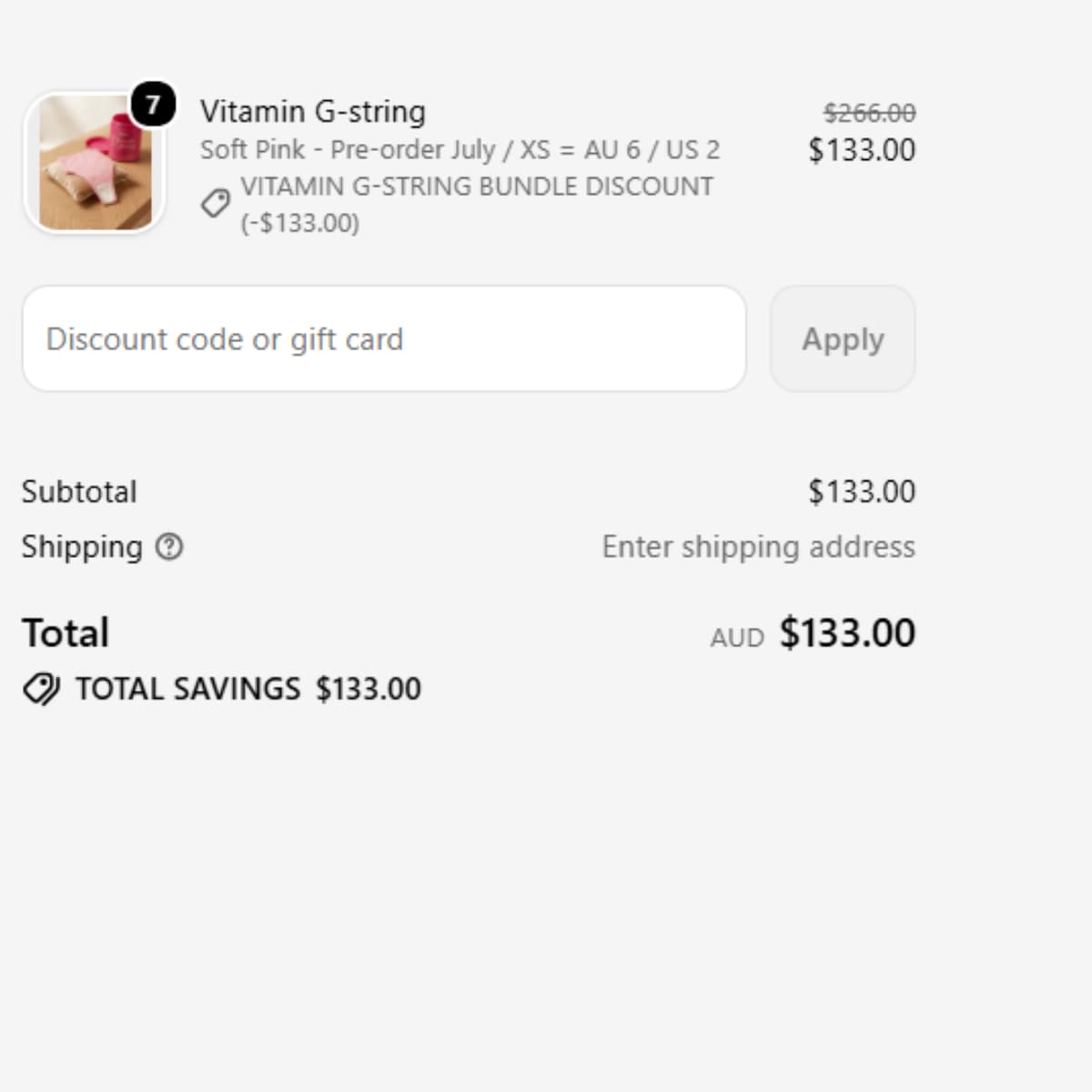 Purty Body Vitamin G-string 5 Pack + 2 Free Save $133 deal image