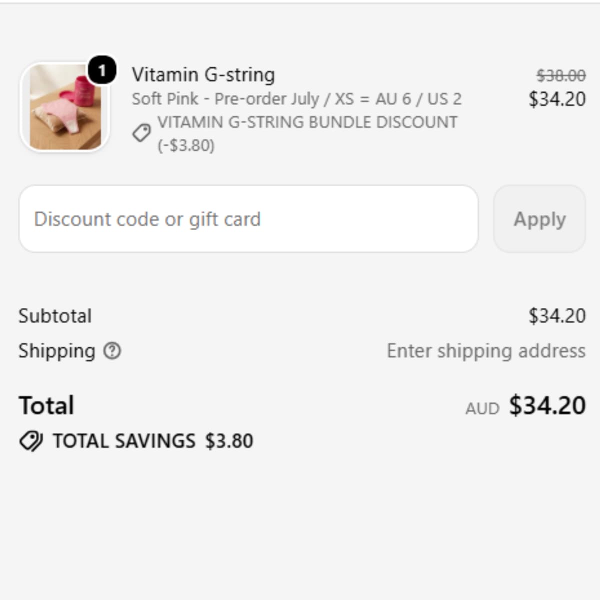 Purty Body Vitamin G-string single pre-order 10% off deal image