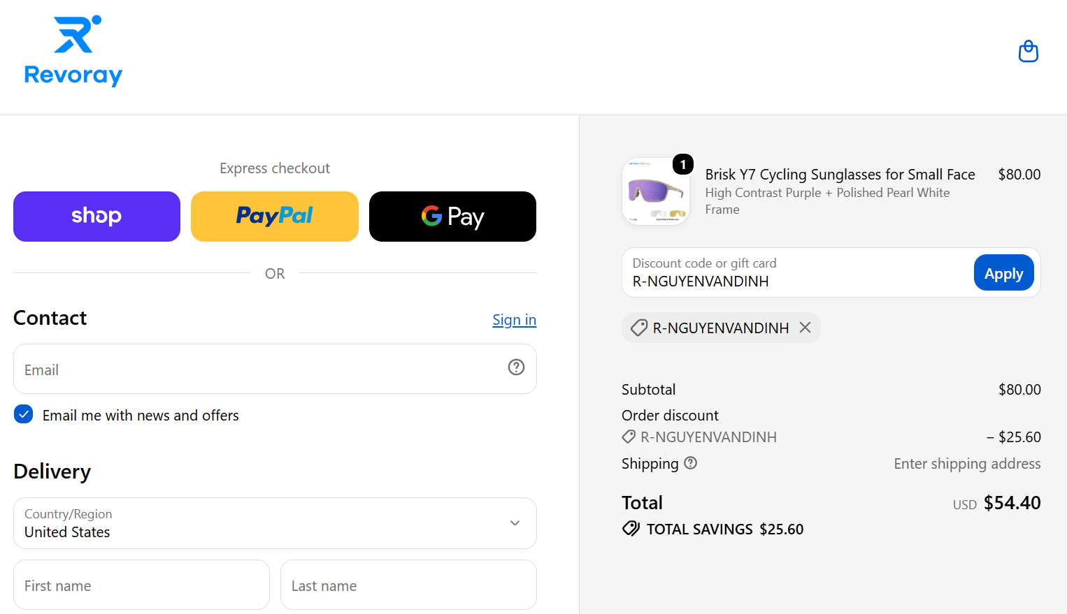 Revoray discount code R-NGUYENVANDINH 32% off cycling sunglasses checkout proof