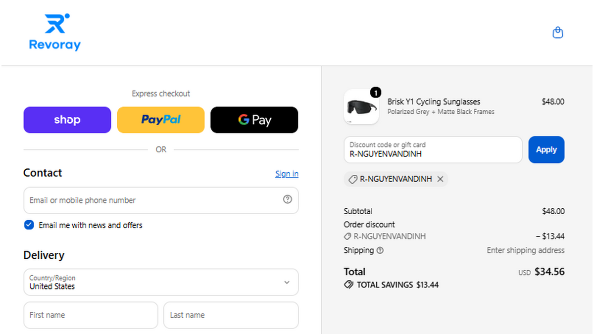 R-NGUYENVANDINH checkout proof for Brisk Y1 Cycling Sunglasses