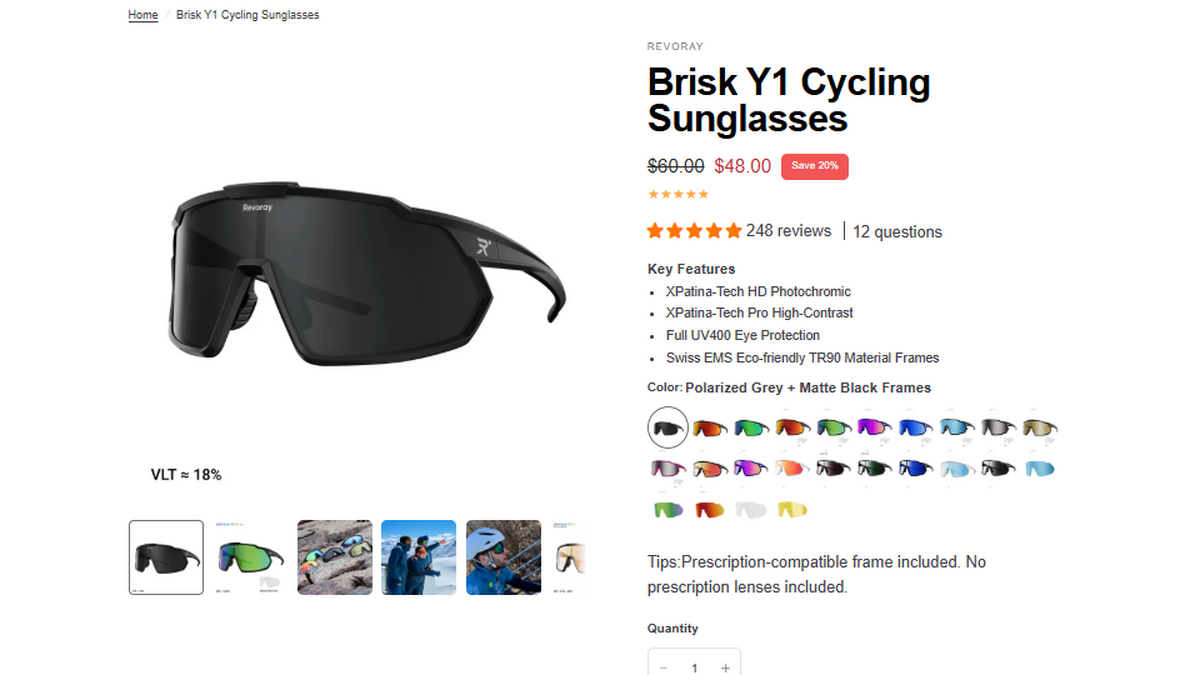 Brisk Y1 Cycling Sunglasses sale price proof