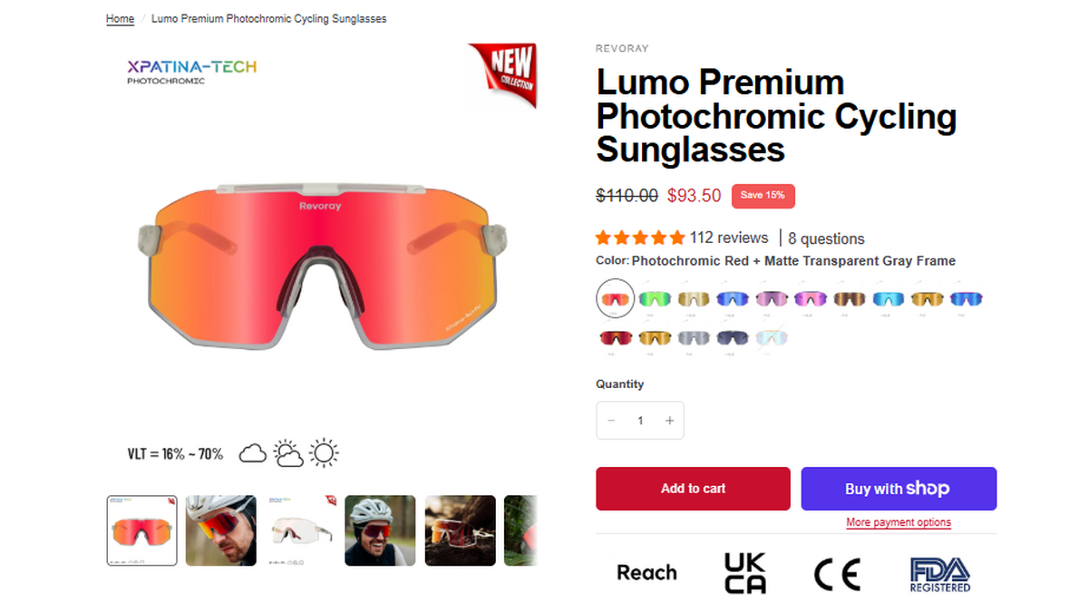 Lumo Premium Photochromic Cycling Sunglasses sale price proof
