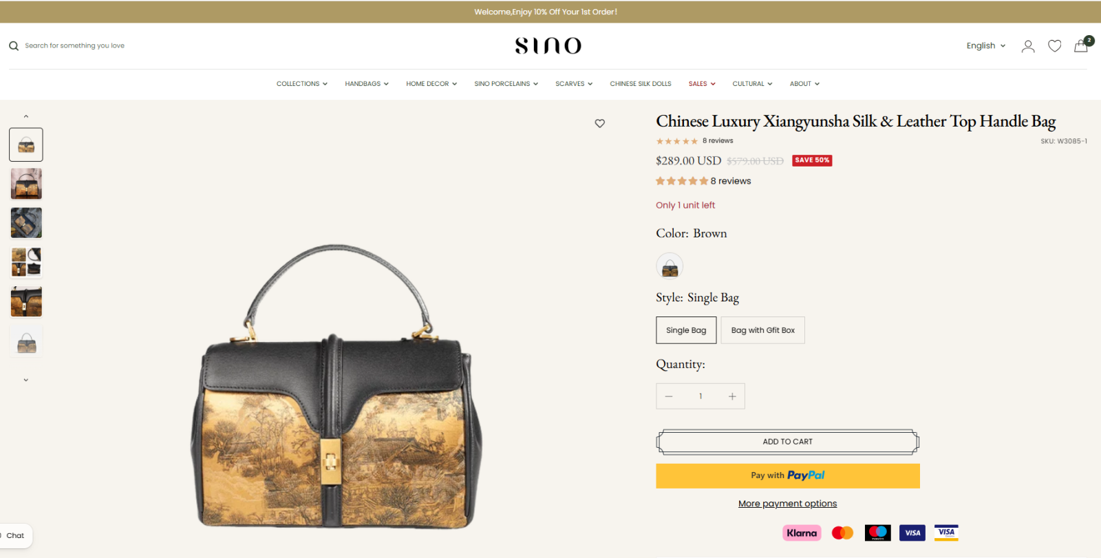 Chinese Luxury Xiangyunsha Silk & Leather Top Handle Bag