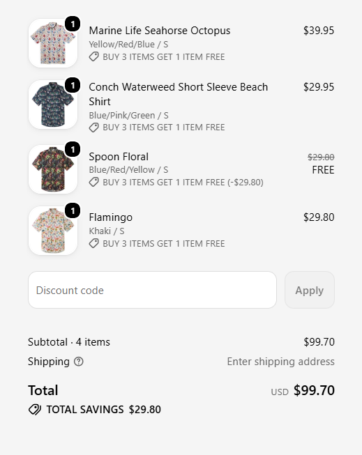 Bonlax Buy 4 Pay for 3 deal with one eligible shirt free