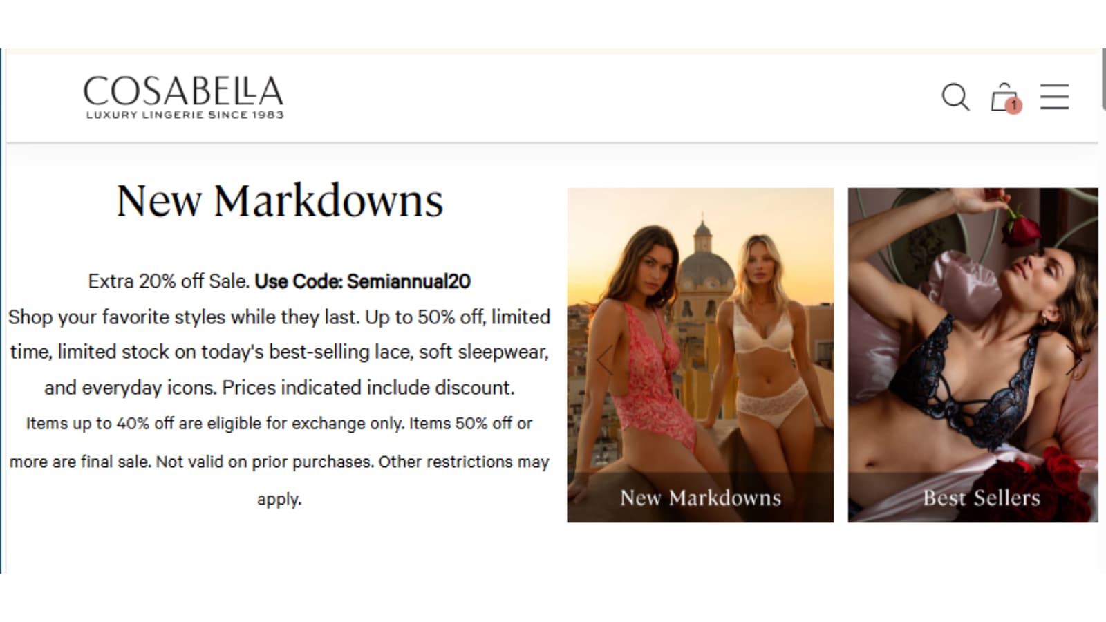 Cosabella Semi-Annual Sale category thumbnail