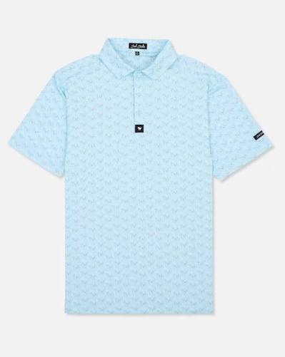 Light blue Bad Birdie performance golf polo on a white background