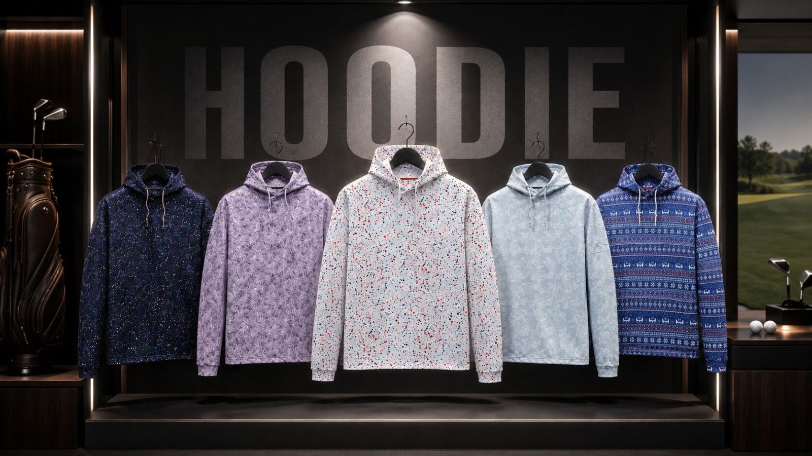 Range of patterned DTWOOO performance fleece hoodies