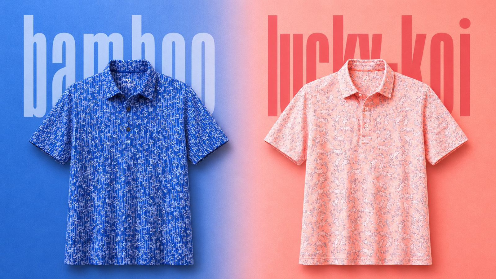 DTWOOO Bamboo and Lucky Koi printed golf polos