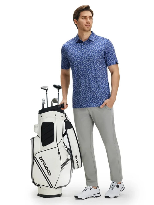 DTWOOO Bamboo polo with golf trousers and bag