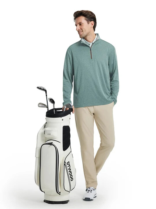 DTWOOO Heather Performance Quarter-Zip front fit