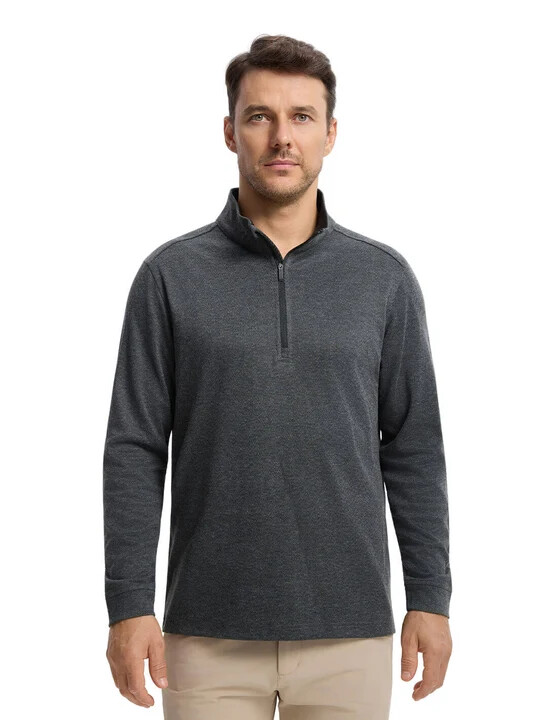 DTWOOO Herringbone Performance Quarter-Zip front fit