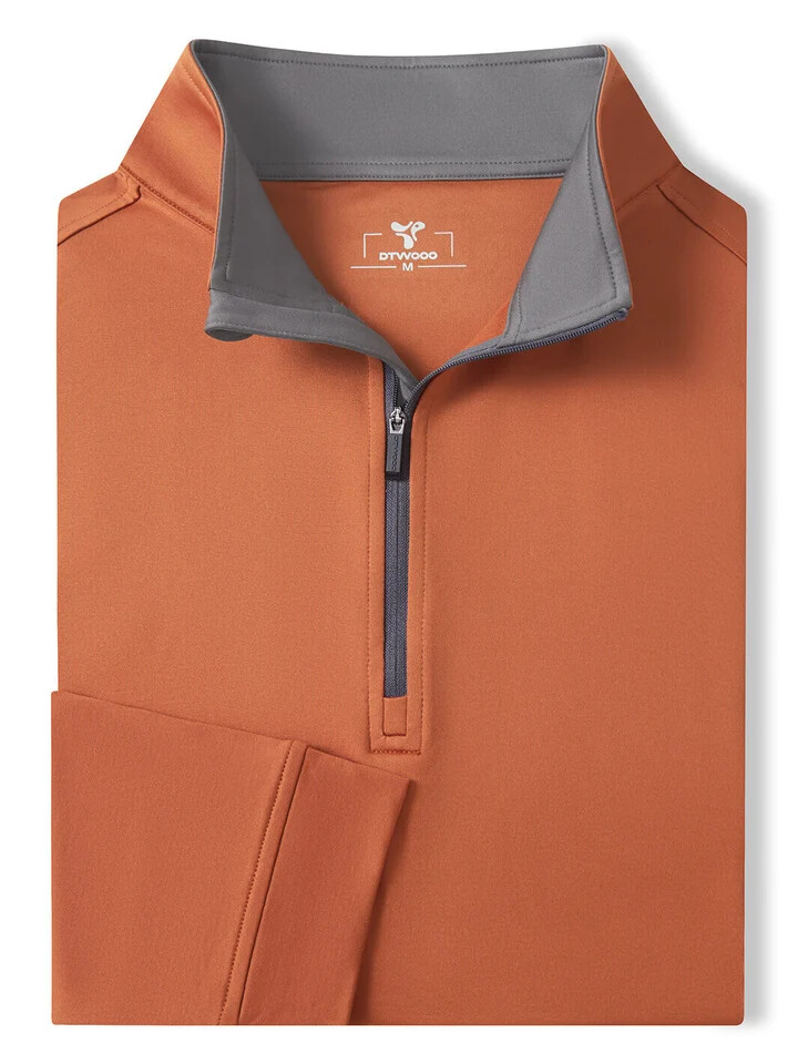 DTWOOO Solid Performance Fleece Quarter-Zip in Potter's Clay