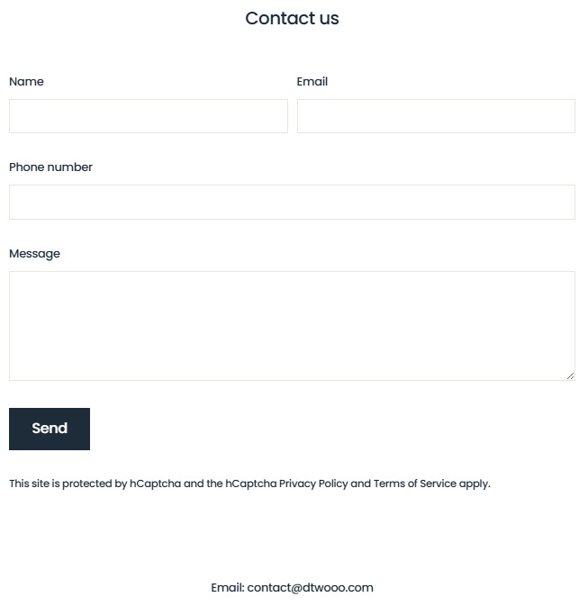 DTWOOO contact form and customer support email address