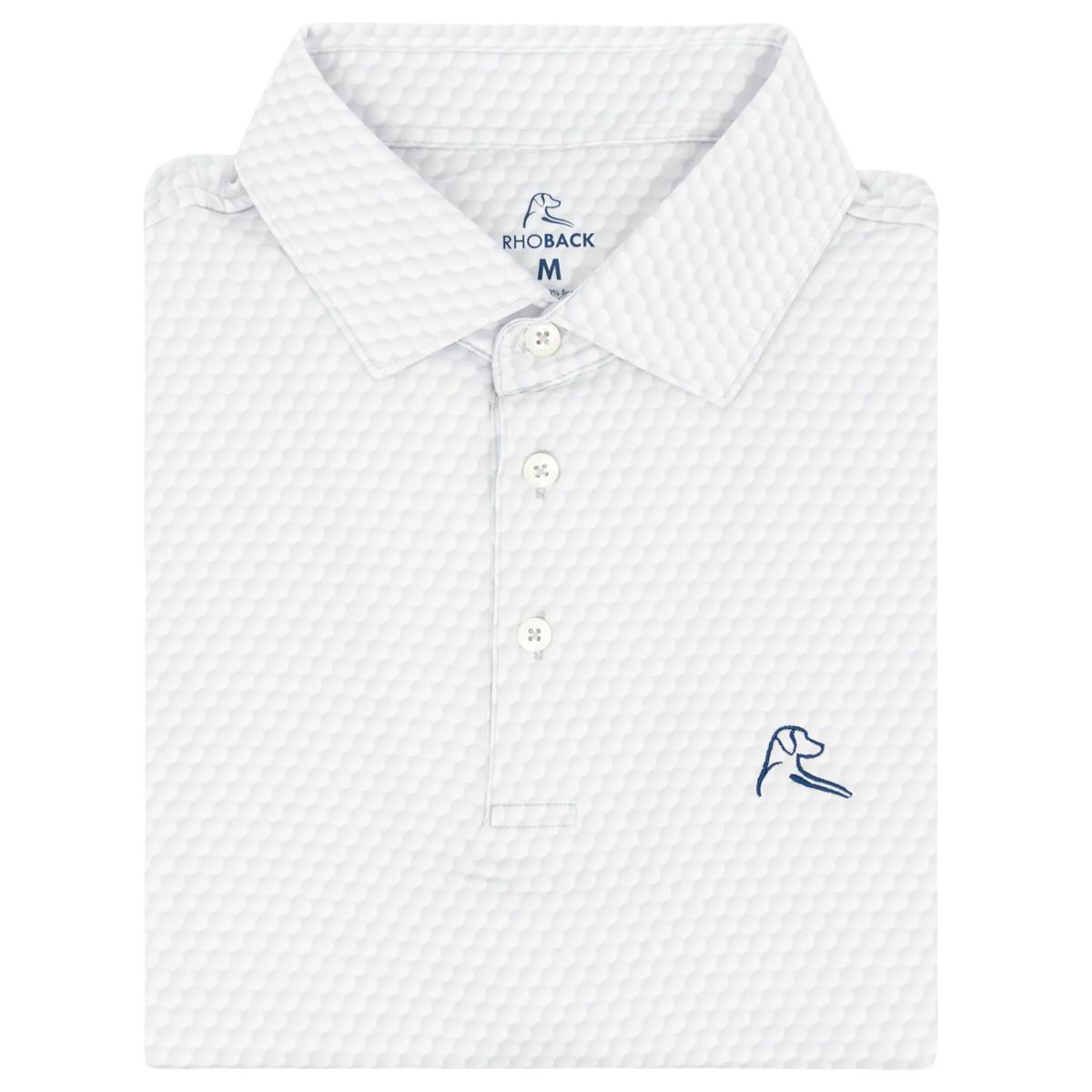White Rhoback Mulligan Performance Polo with shape-retaining collar