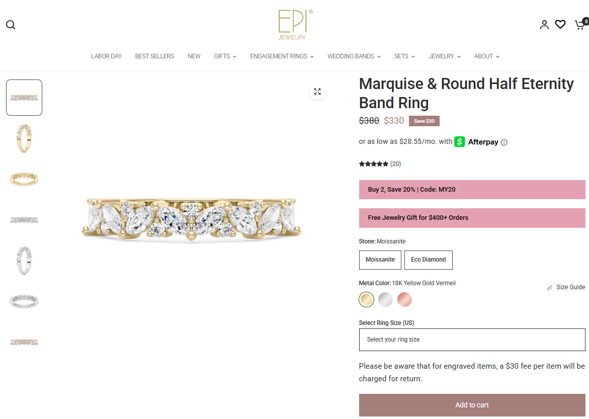 Marquise & Round Half Eternity Band Ring