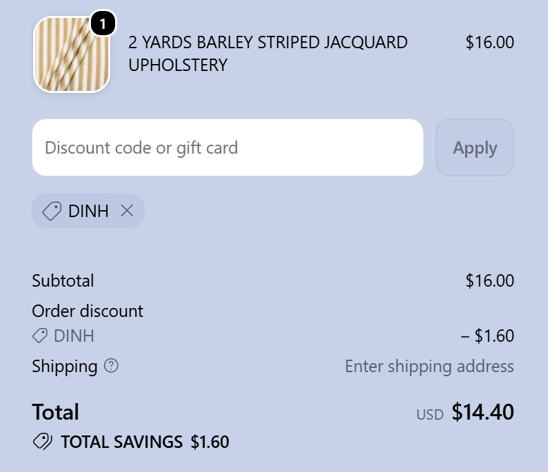 code DINH 10% off _2 YARDS BARLEY STRIPED JACQUARD UPHOLSTERY