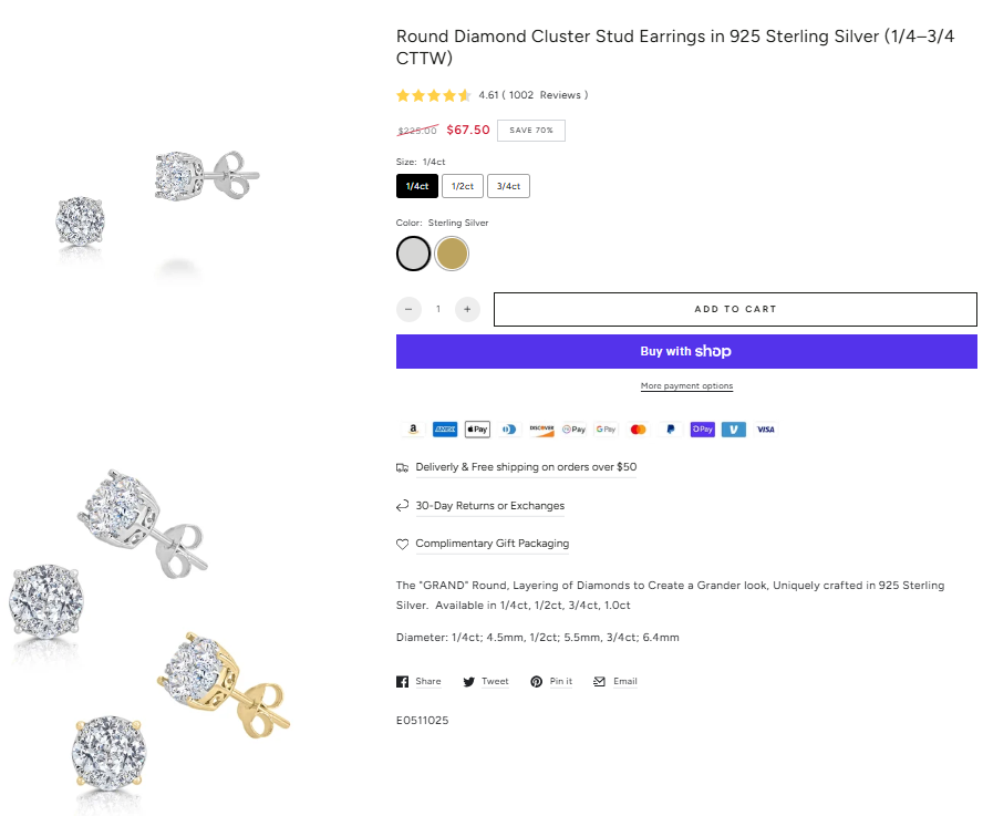 Fifth and Fine diamond stud earrings