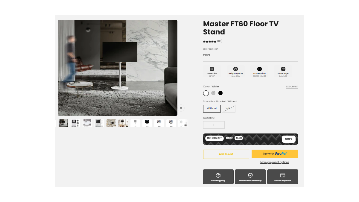 FITUEYES Master FT60 Floor TV Stand product page