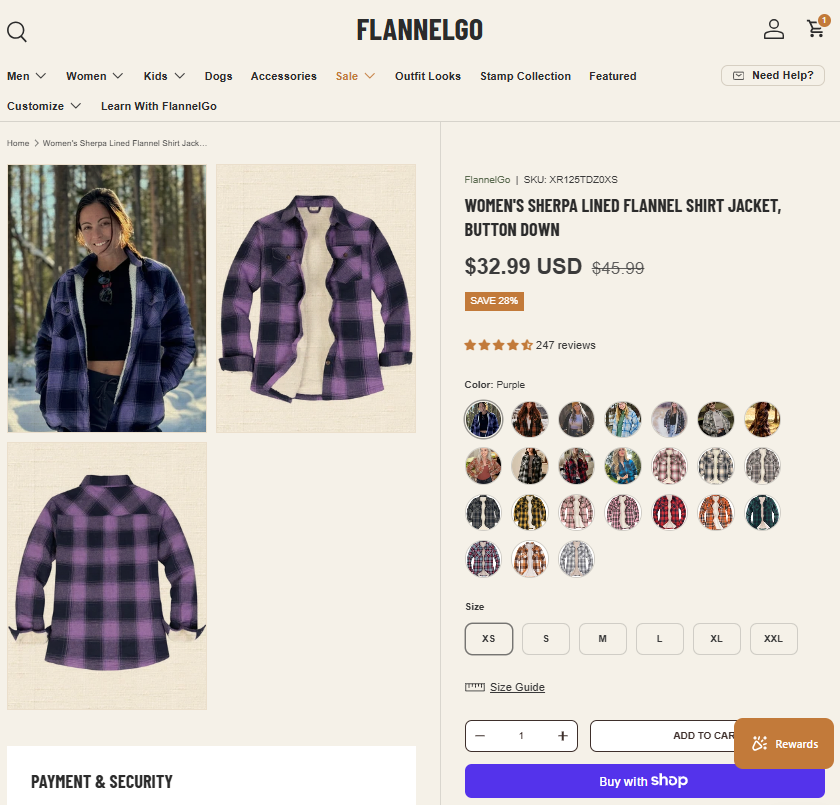 Women's Sherpa Lined Flannel Shirt Jacket, Button Down.png