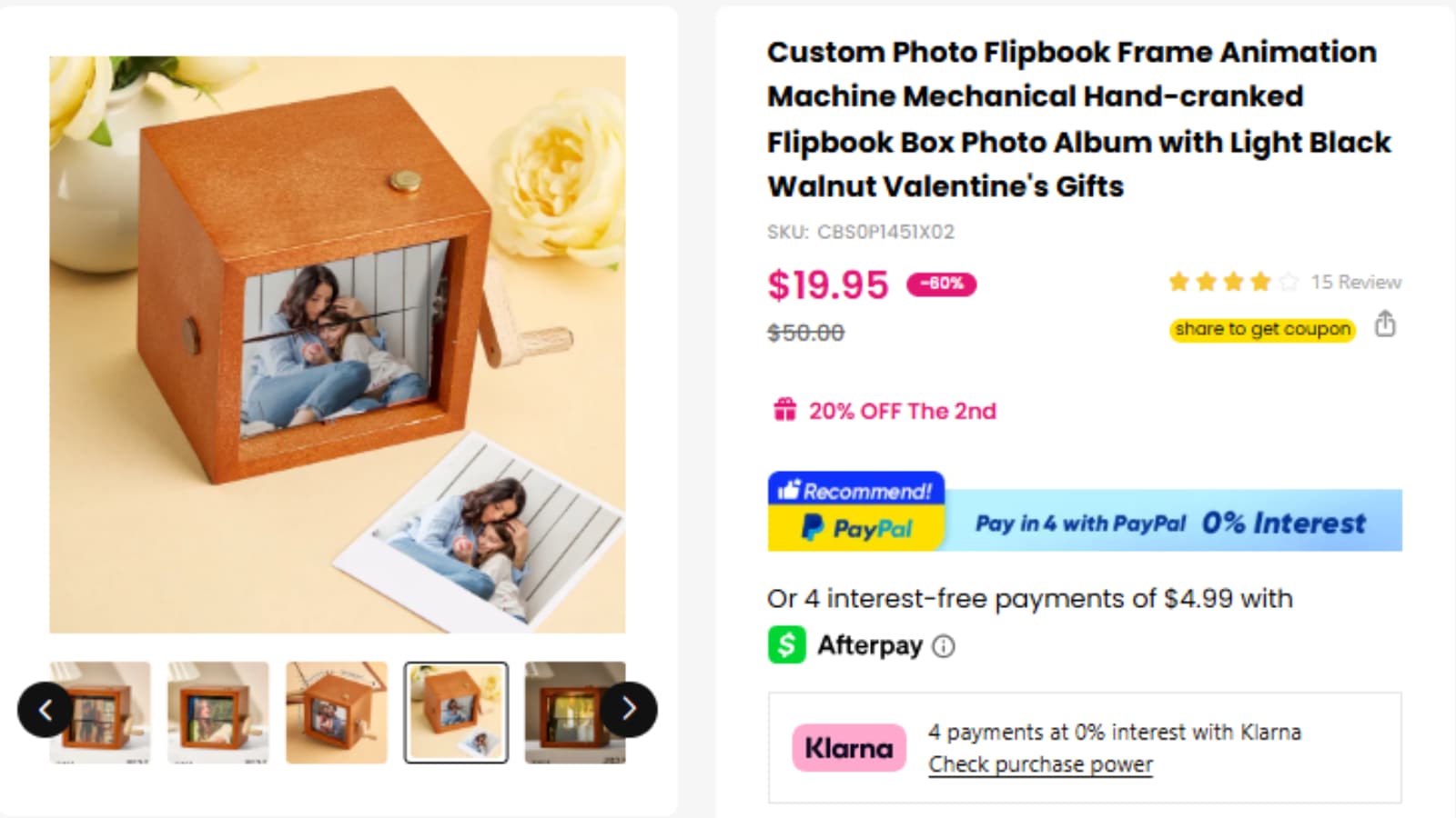 Giftlab Custom Photo Flipbook Frame 60% Off and 20% Off The 2nd deal thumbnail