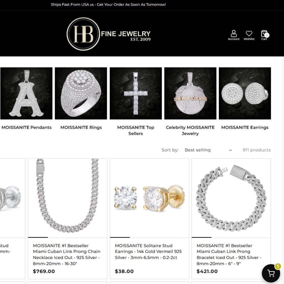 Harlembling website trust check with jewelry categories and support links