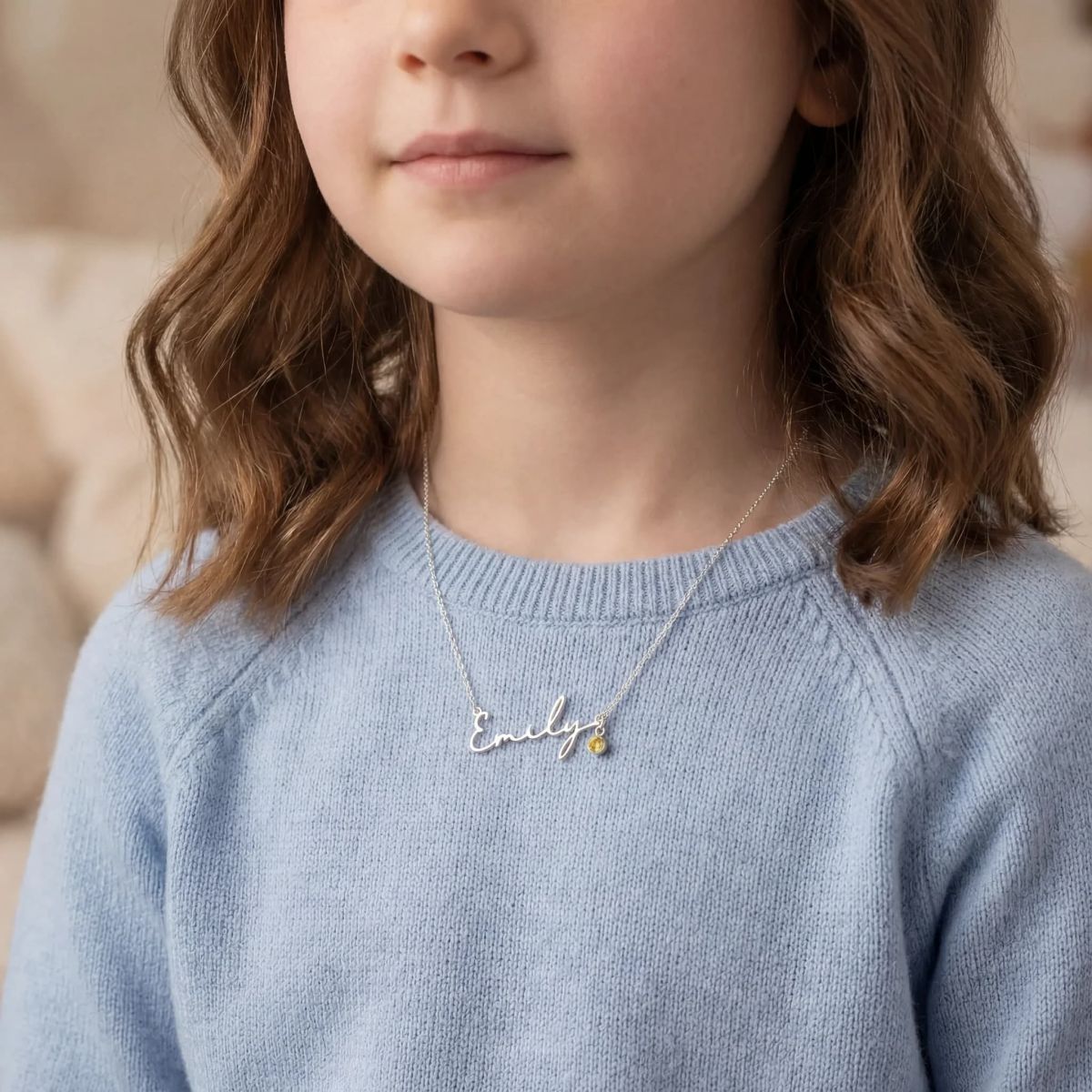 HBD Kids Necklace Emily silver worn thumbnail