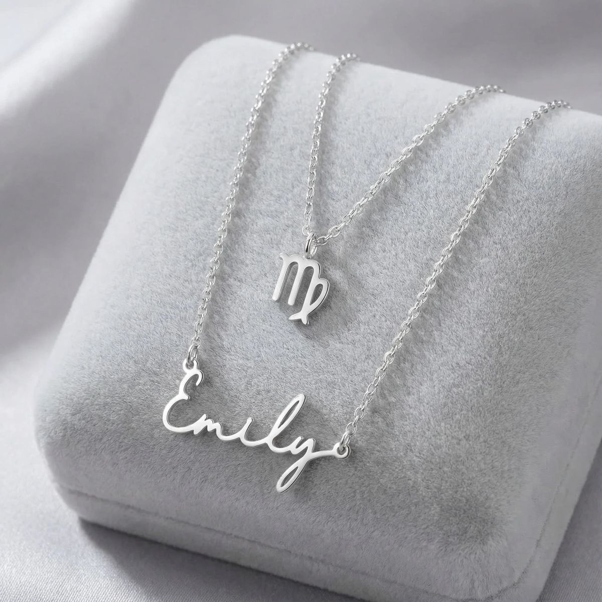 HBD Name Zodiac Necklace Set silver display thumbnail